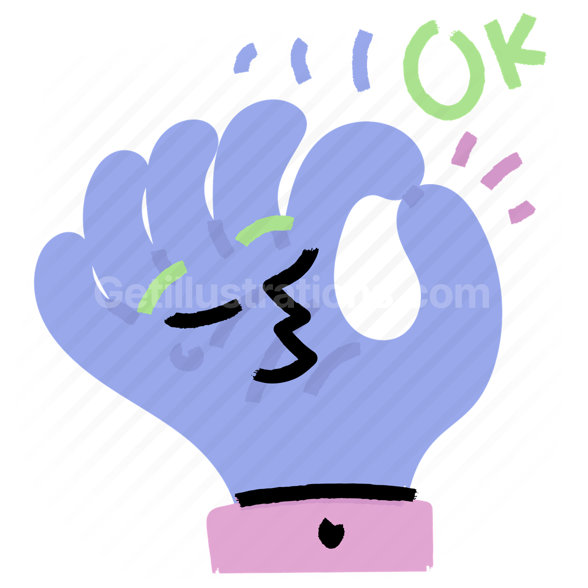 hand, gesture, ok, happy, sticker, character